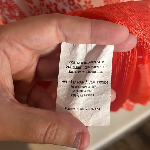 Lush Orange and White Dress with Tassels along Bottom Spaghetti Straps - Picture 9 of 9
